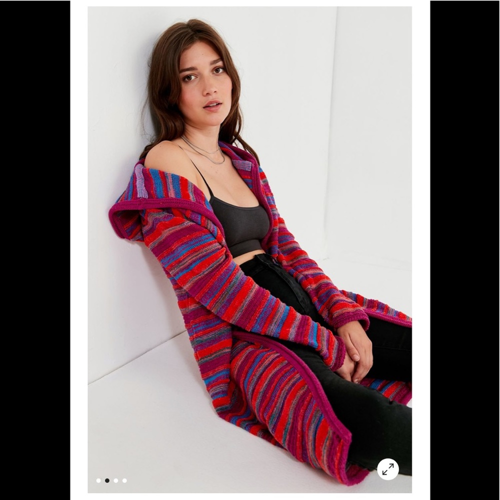 UO Mixed Yarn Striped Duster Cardigan Sweater XS